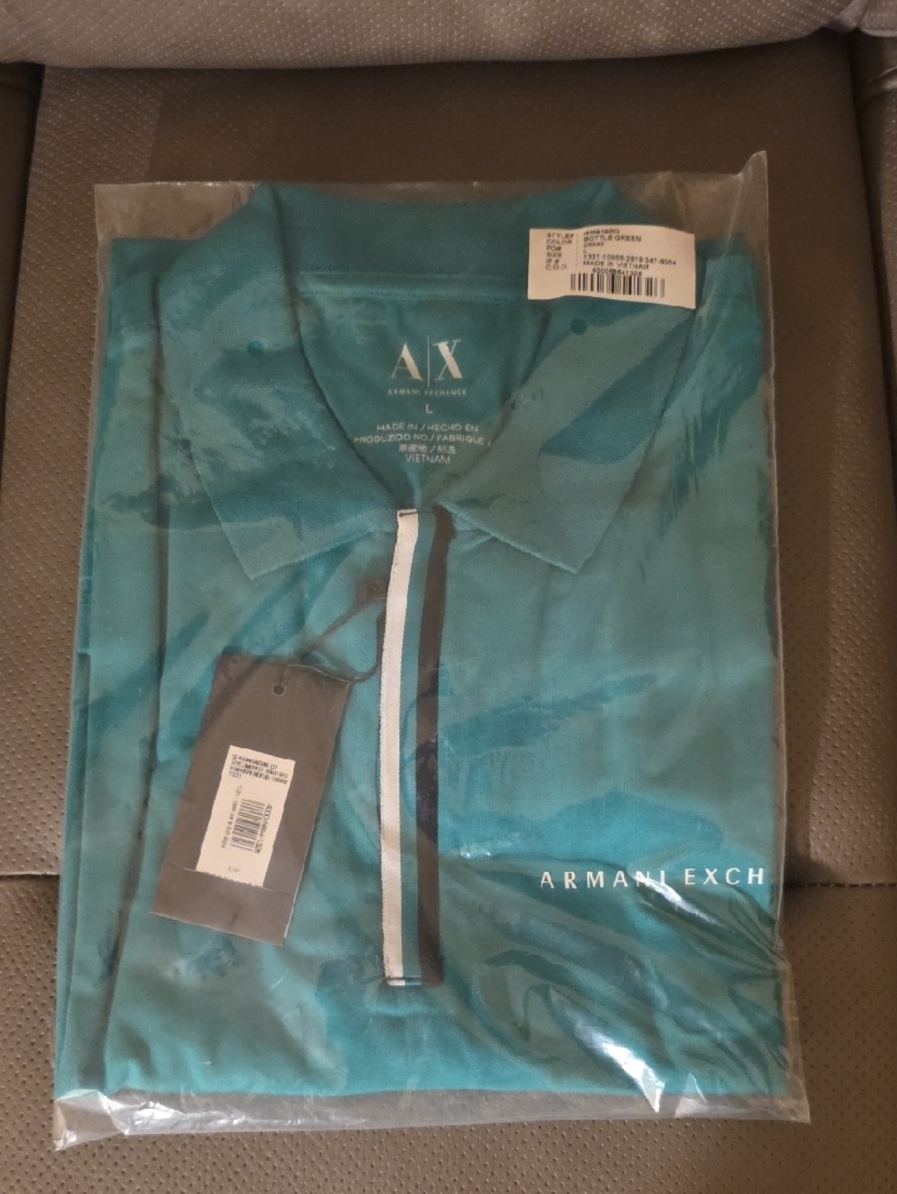 Armani Exchange Men’s Teal Polo with Contrast Placket